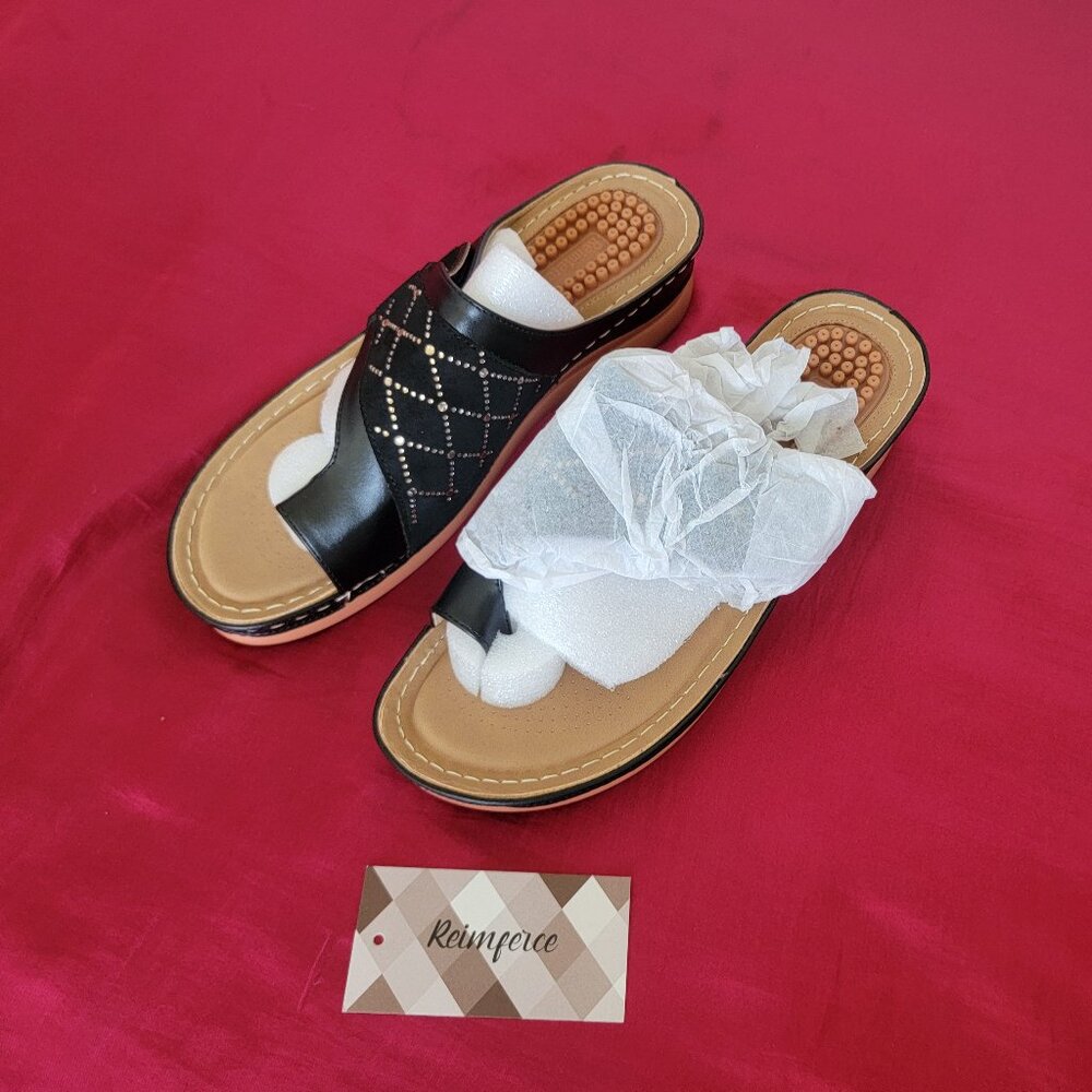 REIMFERCE Wedge Sandals for Women: Comfortable Dressy Summer Sandals Size 10.5